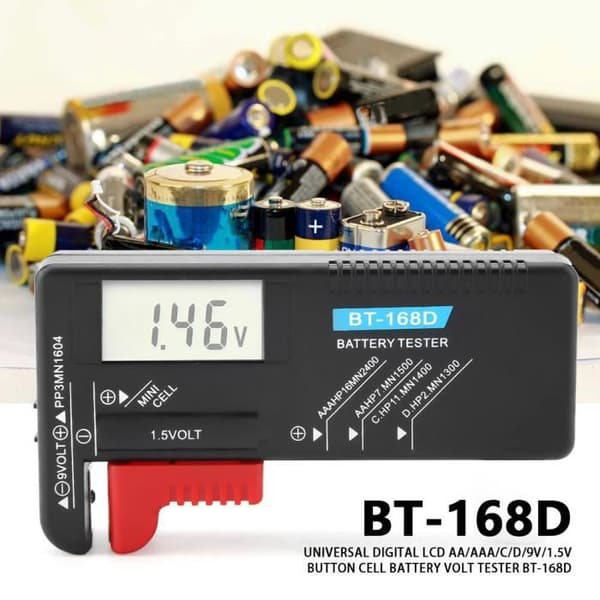 Drfeify Coin Cell Battery Voltage Tester Universal LCD Button Battery Voltage Tester AA/AAA/C/D/9V/