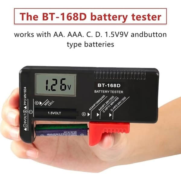 Digital Batteritestare, Universal Batteritestare, Batteritestare, för AA, AAA, C, D, PP3, 9V, 1.5V, Knappcellbatterier - Funktion