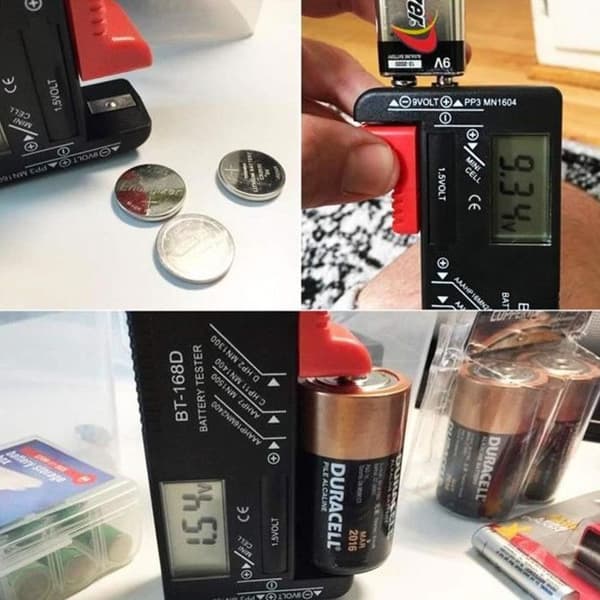 Universell Batteritestare för AA, AAA, C, D, 9V och Knappceller