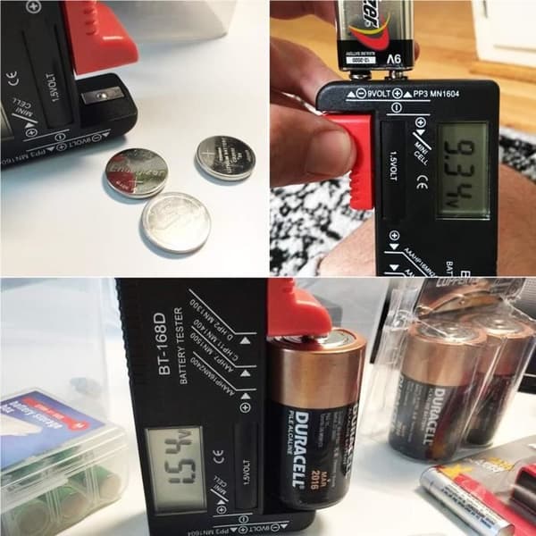 ZAMUS Digital Batteritestare för AA, AAA, C, D, PP3, 9V, 1.5V, Knappbatterier, Fungerar utan batteri