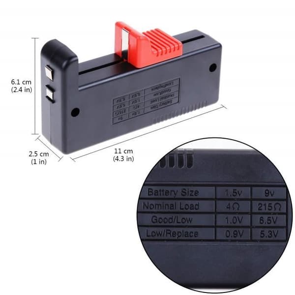 ZAMUS Digital Batteritestare för AA, AAA, C, D, PP3, 9V, 1.5V, Knappbatterier, Fungerar utan batteri