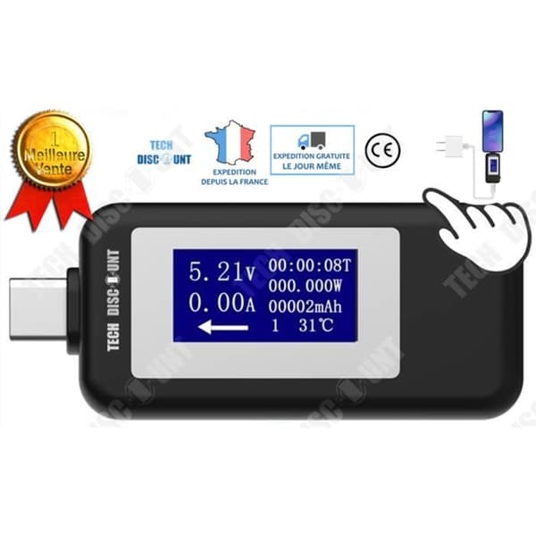 TD® USB Tester Spänning Ström Typ C Datorer Mobiltelefoner Detektor Spänning Ström Digital Display Detektor