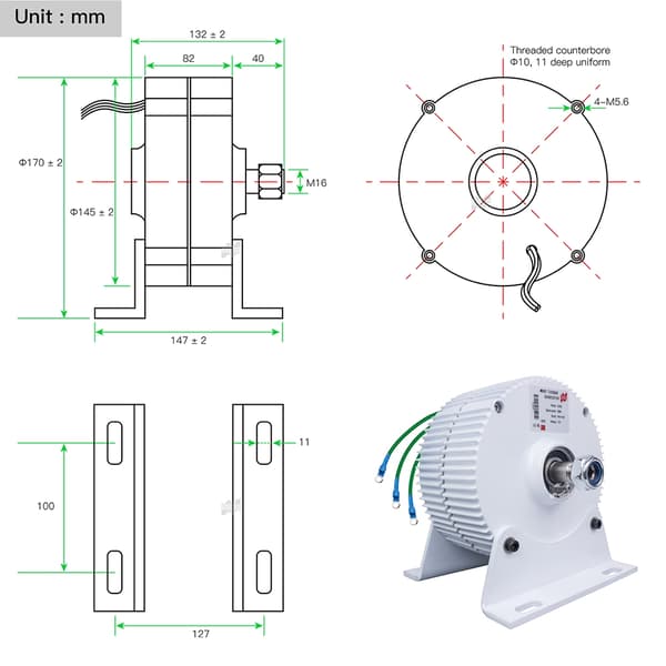300W 12V 24V Lav RPM NdFeb PMG Vindmøllegenerator - Gør-det-selv Horisontal Vindmølle