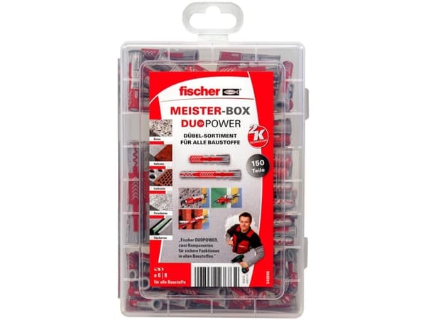 Fischer 540096, Skrue- og veggpluggsett, Fibre board, Gipsplater, Tre, 150 stykker, Boks
