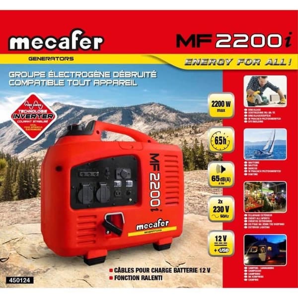 MECAFER Generator Inverter 4-takts bensinmotor 2200 W max