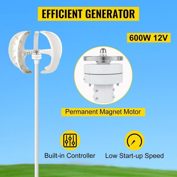 600W 12V vindturbingenerator med laddningkontroll,låg starthastighet, bred applikation