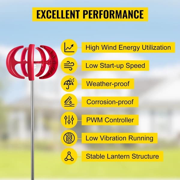 400W 12V vertikal lanternvindgenerator med styrenhet,start med låg vindhastighet