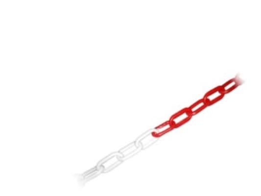 Sprehn Afspærringskæde 6mm - rød/hvid i plast. Pose à 25 m. Inkl. samleled