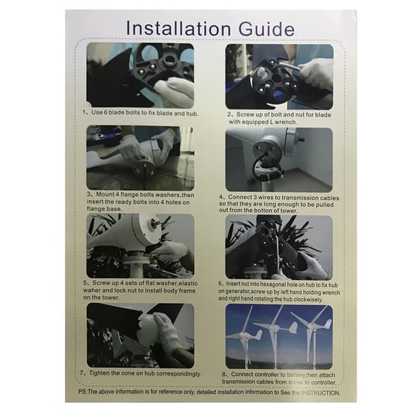 48V 800W 6 blad Vindturbingeneratorer Windmill Power Aerogenerator Laddning