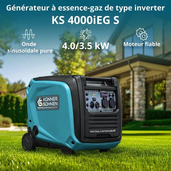 KONNER & SOHNEN 4000W KS4000iEGS Ljudisolerad inverter bensin/gasgeneratorset