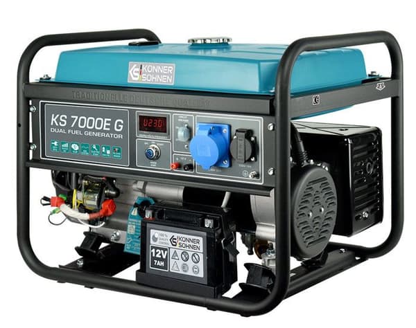 Gas-bensingenerator KS 7000E G - Könner &amp; Söhnen - DUBBELBRÄNSLE - 5500 W - 25 L - 95 db