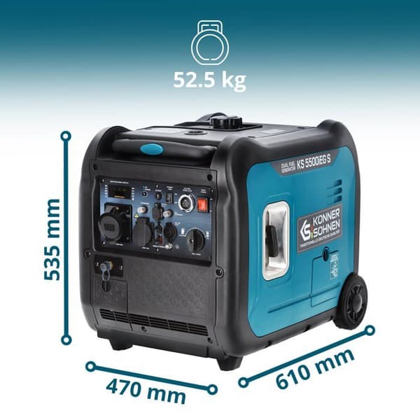 KS 5500iEG S växelriktartyp bensin-gasgeneratorset maximal/märkeffekt: 5500W/5000W