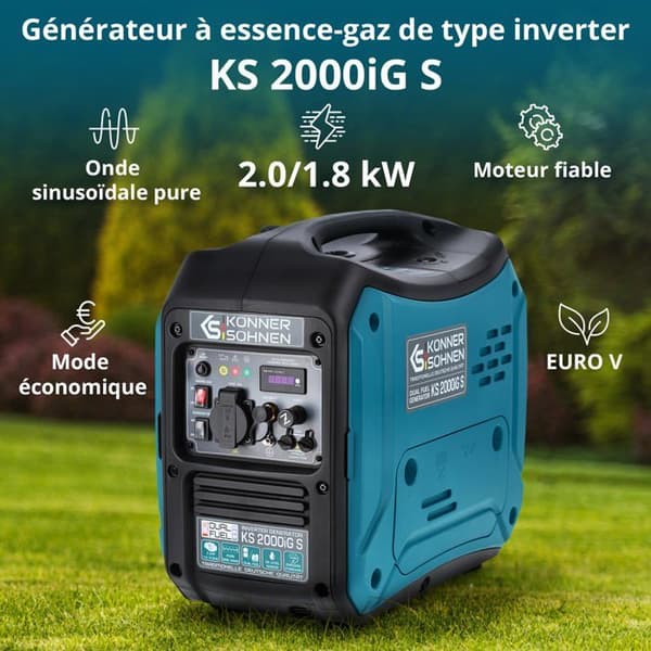Könner &amp; Söhnen Silent 2000W bensin- och gasinvertergenerator KS 2000iG S