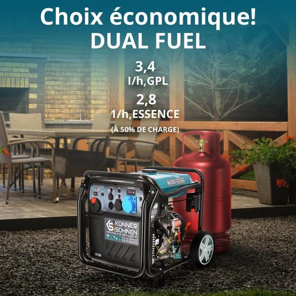 Generator 8000W bensin- och gasväxelriktare Konner &amp; Sohnen KS 8100iEG