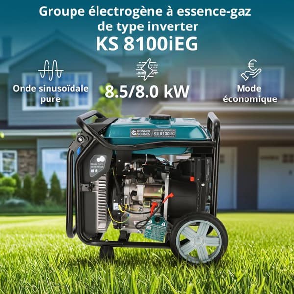 Generator 8000W bensin- och gasväxelriktare Konner &amp; Sohnen KS 8100iEG
