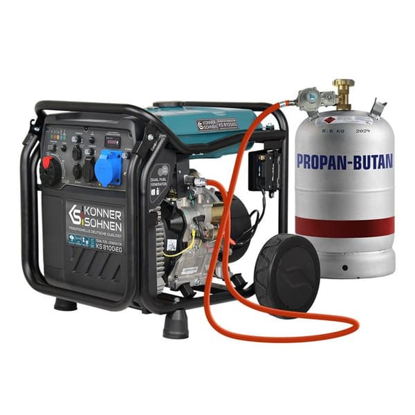 Generator 8000W bensin- och gasväxelriktare Konner &amp; Sohnen KS 8100iEG Aqua, Svart