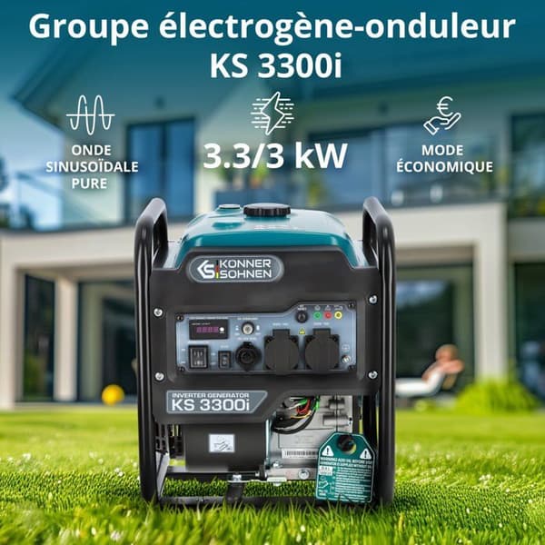 Invertergenerator - TM KONNER &amp; SOHNEN - KS3300i - 3300W - Enfas - Bensin