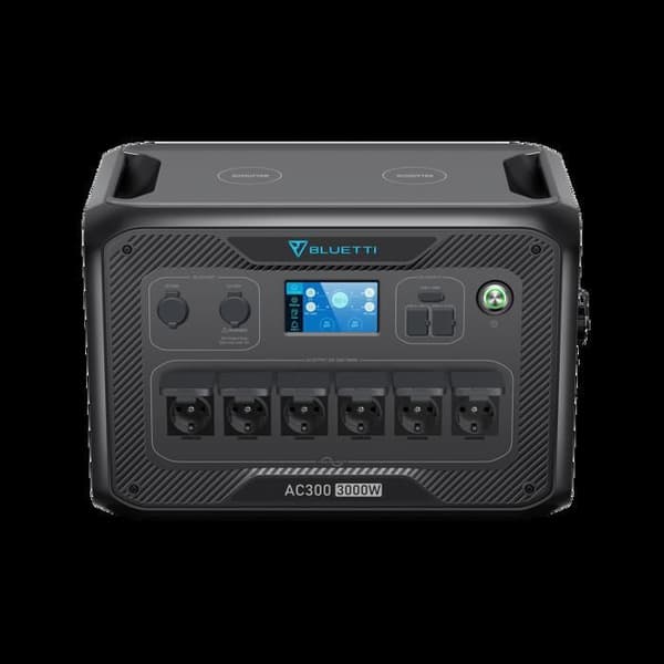 BLUETTI AC300 elstation, 6x3000W växelström, Inga förlängningsbatterier ingår