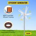 Miniatyrbild 3 av 8: 500W 12V 5-blads effektiv vindkraftsgenerator med MPPT-kontroller, låg starthastighet, högkvalitativa blad, lätta att montera