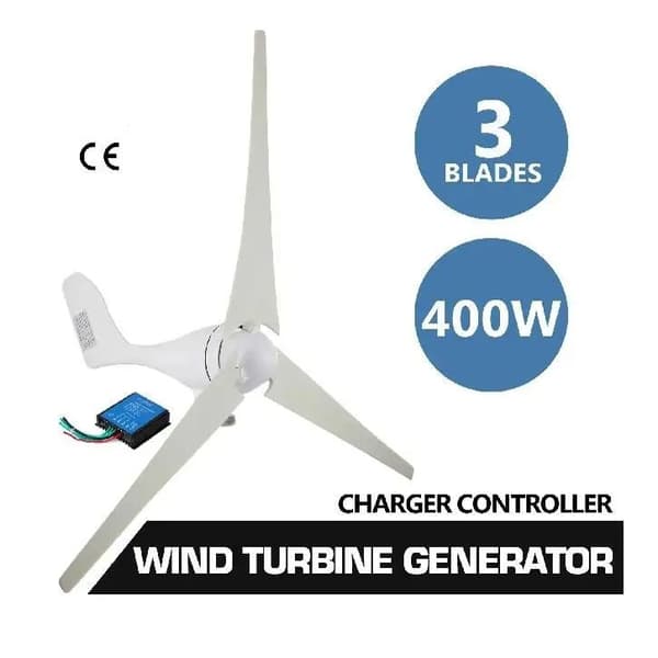 12V 400W 3-bladig vindkraftsgenerator med styrenhet, låg startvindhastighet, låg vibration, låg ljudnivå, lätt att installera
