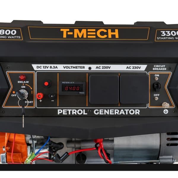 Portabel Bensindriven Generator 3300W 7HP 4-takts 210cc Elektrisk Nyckelstart Digital Display Enfas Nödkraft 230V AC 12V DC-utgång Pulverlackerat Stål