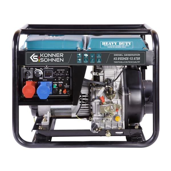 KS 9100HDE-1-3 ATSR dieselgeneratorset med fasväxlingssystem, maximal effekt 7500 W (400V) - 6400 W (230V) Aqua, Svart