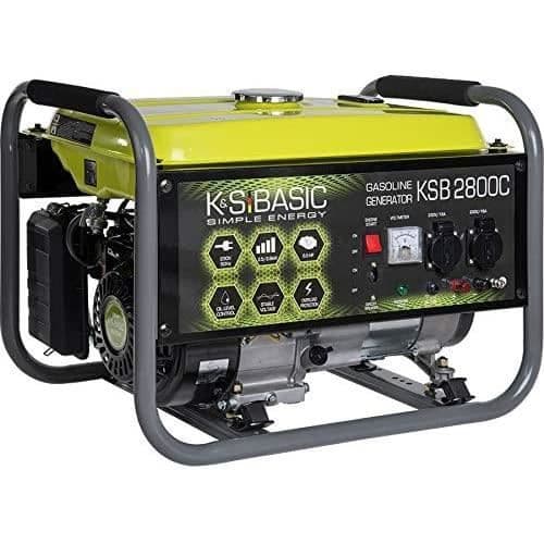 Bensindriven generator KSB 2800C, maximal effekt 2800W, manuell start, motoreffekt 6,5 HK, AVR-regulator, 2x1678