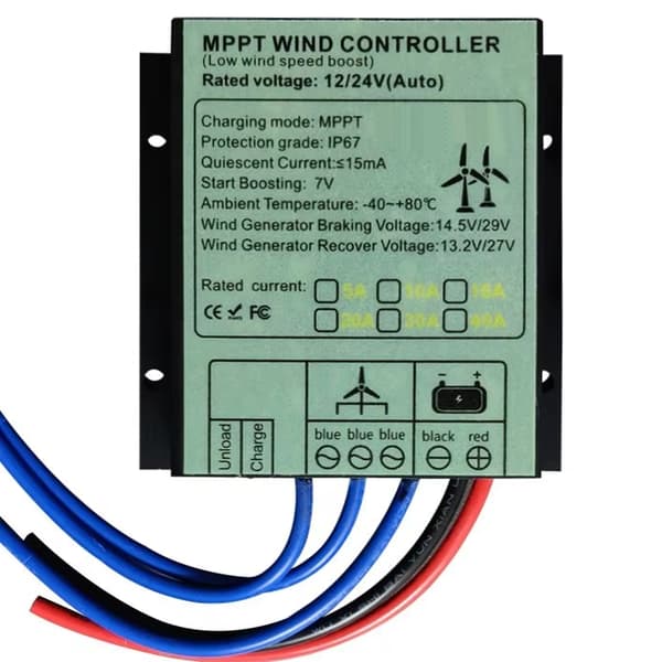 2000W 24V hemmabruk 3-blads vindturbingenerator med MPPT-kontroller och växelriktare, vertikal axel vindkraftverk