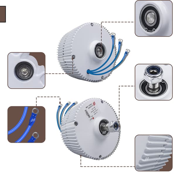 300W Vindmøllegenerator, Lav RPM, Høj Effektivitet,Enkelt aksel, DC12V, 300W 12V