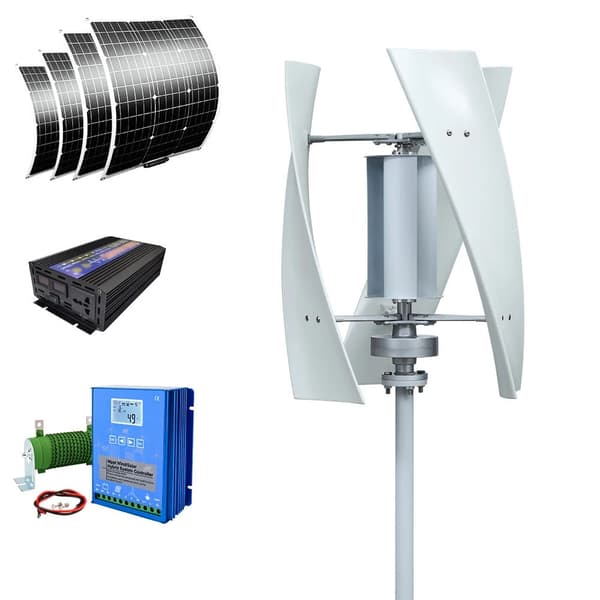 3KW 12V vertikal axel magnetisk levitation vindturbingenerator med solpanelsystem, vindkraftverk för hemmabruk, låg starthastighet