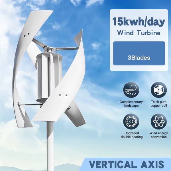 5KW 48V vertikal axel magnetisk levitation vindturbingenerator med MPPT hybridkontroller, vindkraftverk för hemmabruk