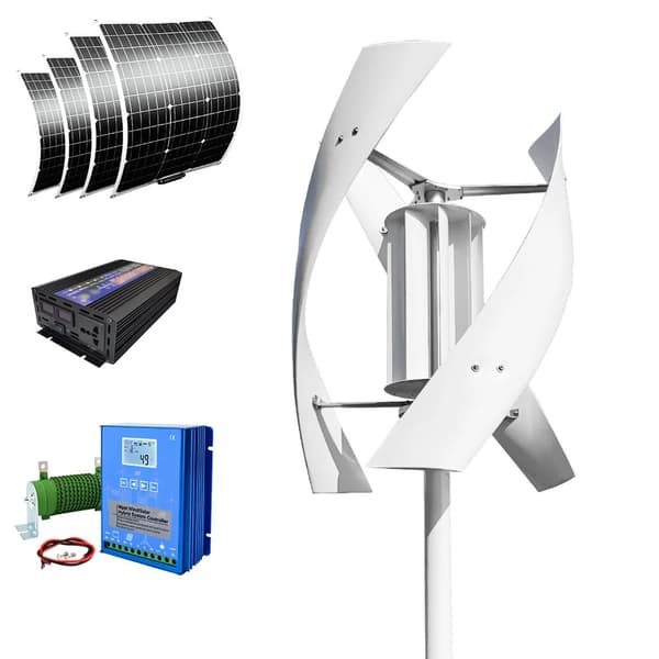 5KW 24V vertikal axel magnetisk levitation vindturbingenerator med solpanelsystem, vindkraftverk för hemmabruk, låg starthastighet