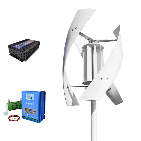 5KW 24V vertikal axel magnetisk levitation vindturbingenerator med MPPT hybridkontroller och inverter, vindkraftverk för hemmabruk