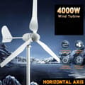 Miniatyrbild 3 av 8: 4000W 24V horisontell axel 3-blads vindturbinggenerator med styrenhet, hemmabruk vindkraftverk