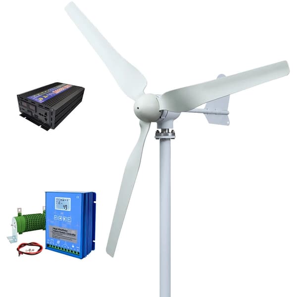4000W 48V horisontell axel 3-blads vindturbinggenerator med off grid system, hushållstyp vindkraftverk