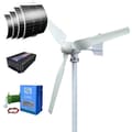Miniatyrbild 1 av 11: 4000W 24V horisontell axel 3-bladig vindturbinggenerator med solpanelsystem, hushållstyp vindkraftverk