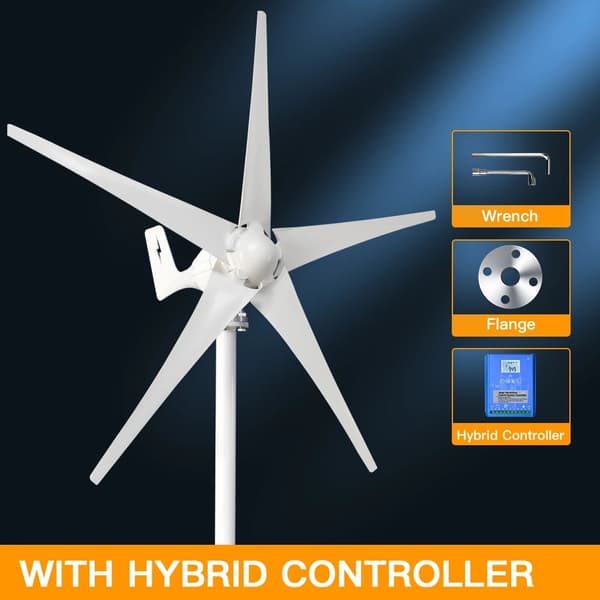 3000W 12V 5-blads hushållstyp vindkraftverk med hybridkontroller, effektiv vindturbingenerator, låg starthastighet, enkel installation