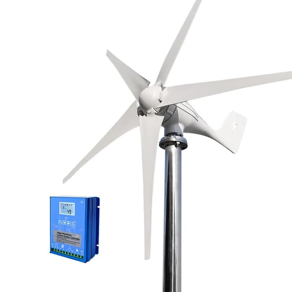 3000W 12V 5-blads hushållstyp vindkraftverk med hybridkontroller, effektiv vindturbingenerator, låg starthastighet, enkel installation