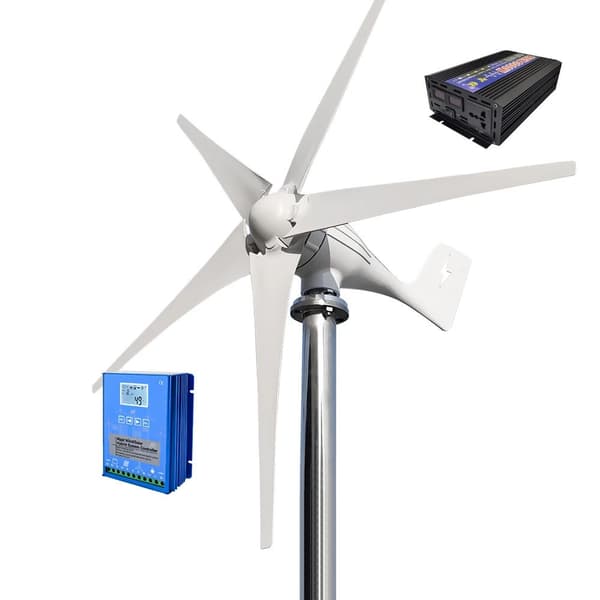 3000W 24V 5-bladigt hushållsvindkraftverk med off-grid system, högeffektiv vindturbingenerator, låg starthastighet, enkel installation