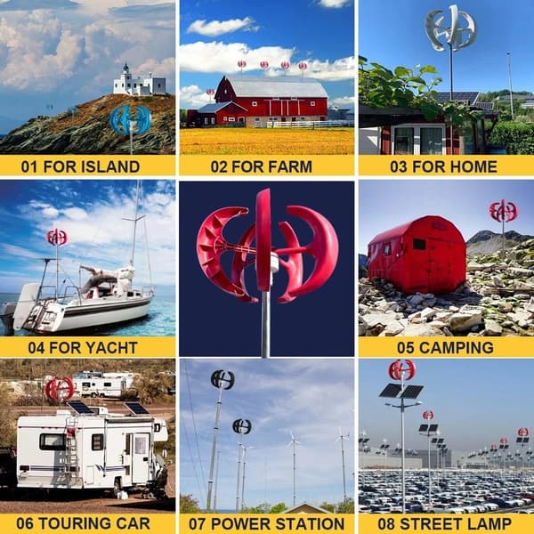 3000W 12V vertikal vindturbingenerator med laddningskontroll, 5-bladig vindkraftverk för hemmabruk, enkel installation