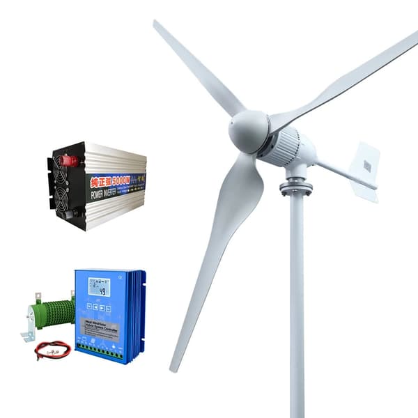 5000W 24V 3-bladig horisontell vindturbingenerator med off-grid-system, liten vindkraftverk för hemmabruk, enkel att installera