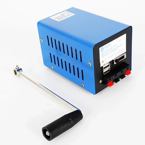 Bærbar Håndsvinggenerator, 20W Strømudgang, Kompakt Metaldesign,Blå