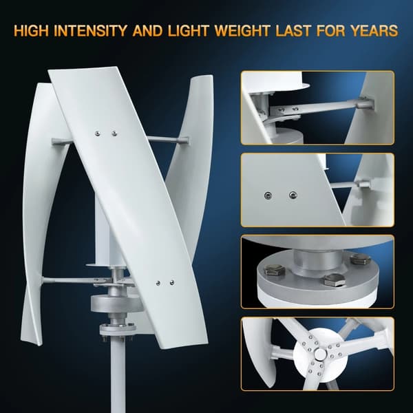 2KW 12V vertikalaxlad magnetisk levitation vindturbingenerator med MPPT-hybridregulator, 3-bladig vindkraftverk, låg startvindhastighet
