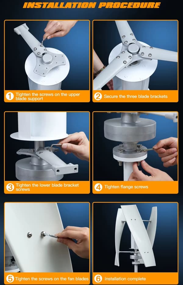 2KW 12V vertikalaxlad magnetisk levitation vindturbingenerator med MPPT-hybridregulator, 3-bladig vindkraftverk, låg startvindhastighet