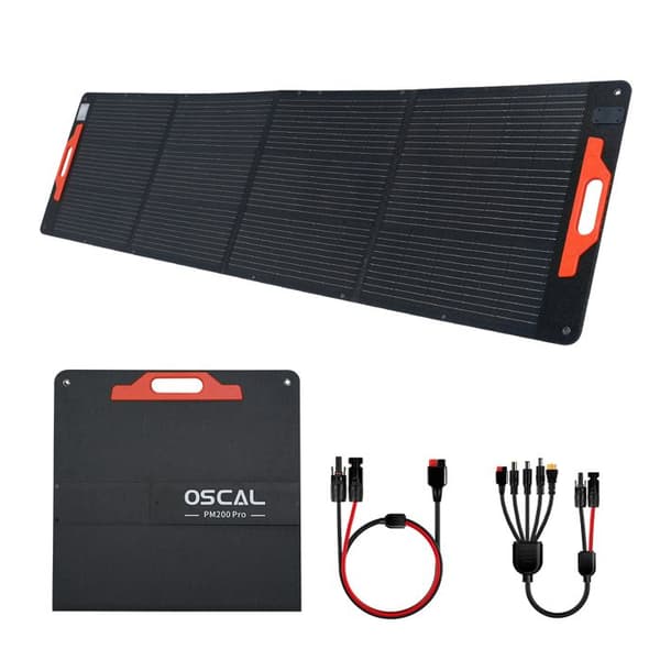 OSCAL PowerMax 3600 Bärbar solreservoar 3600Wh + OSCAL PM200 Fällbart solpanel 200W Bärbar energistation
