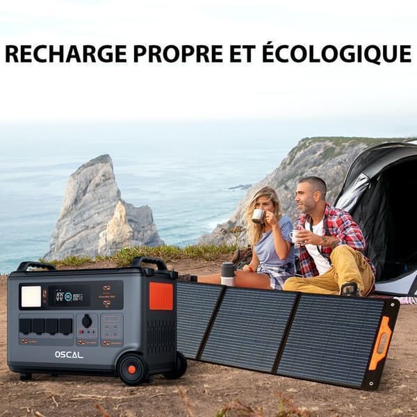 OSCAL PM200 Fällbar solpanel 200W Mobil solkraftstation för solcells-laddstation Solgenerator, IP65 vattentät