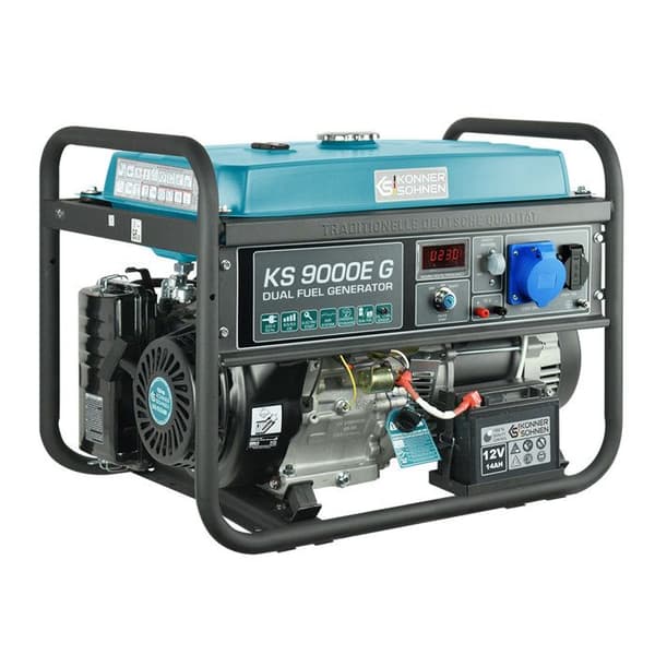 Bensin-gas generator KS 9000E G K&S max/nom. effekt: 6500W/6000W, manuell-elektrisk start, AVR, LED-skärm.