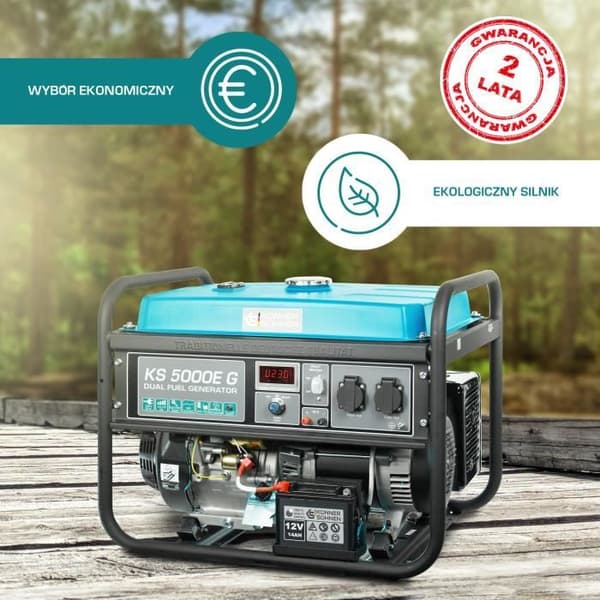 Bensindladningsaggregat KS 5000E G Könner &amp; Söhnen, max/nominerad effekt: 4500W/4000W, manuell/elstart, AVR