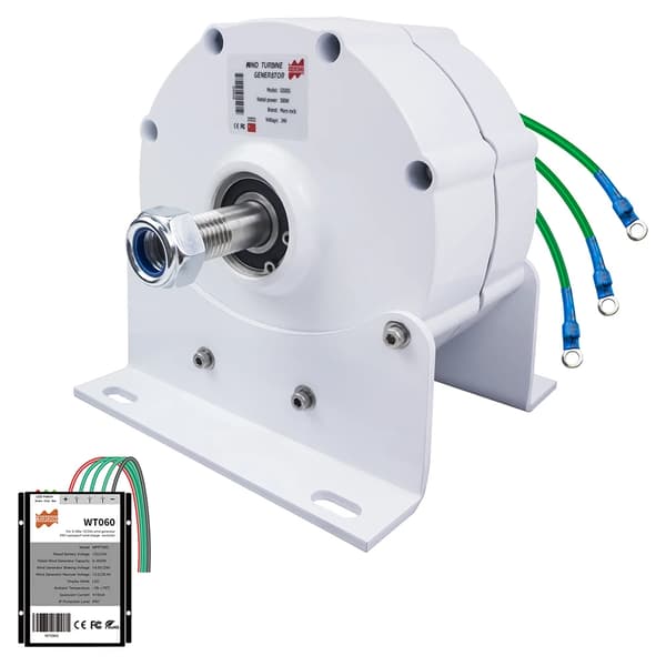 Permanent Magnet Generator, 500W effektudgang, 3-faset AC-generator,24V, 500W, 1 aksel med base