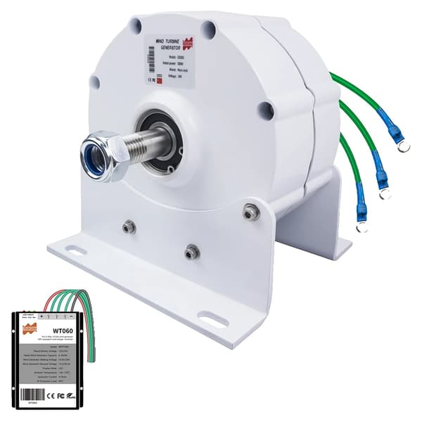 Permanent Magnet Generator, 500W effektudgang, 3-faset AC-generator,24V, 500W, 1 aksel med base